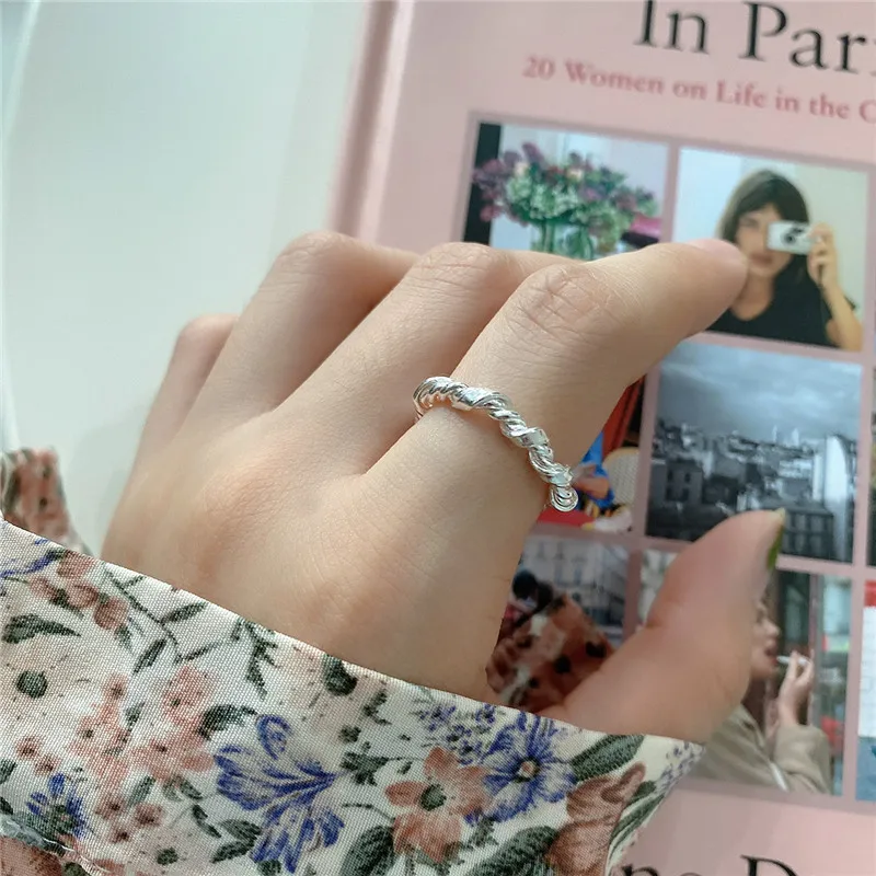 RUIYI Real 925 Sterling Silver Minimalist Women Handmade Twisting Knotting Rings Girls Fashion Super Mini Jewelry Niche | Украшения и