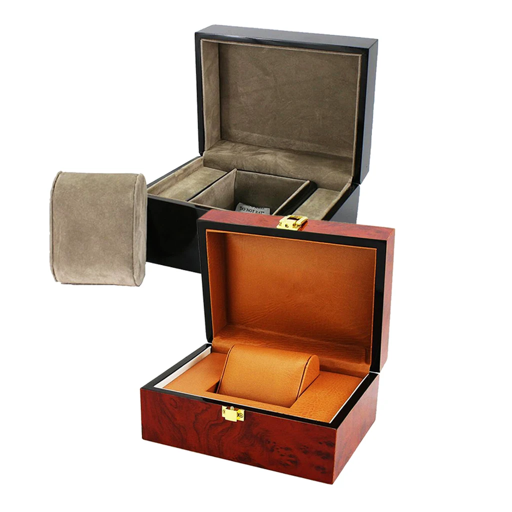 

2Pcs Wood Wooden Watch Display Case Jewelry Storage Organizer Collection Box
