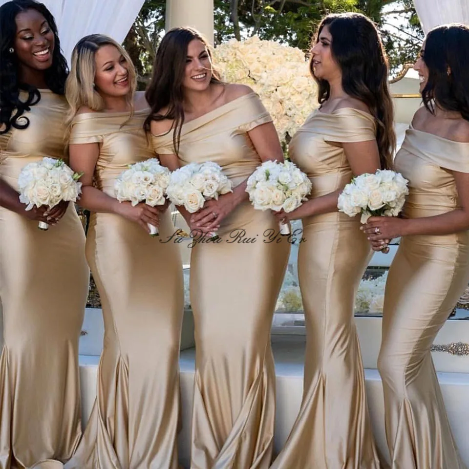 Атласное платье с открытыми плечами и шнуровкой на спине|Платья подруги невесты|