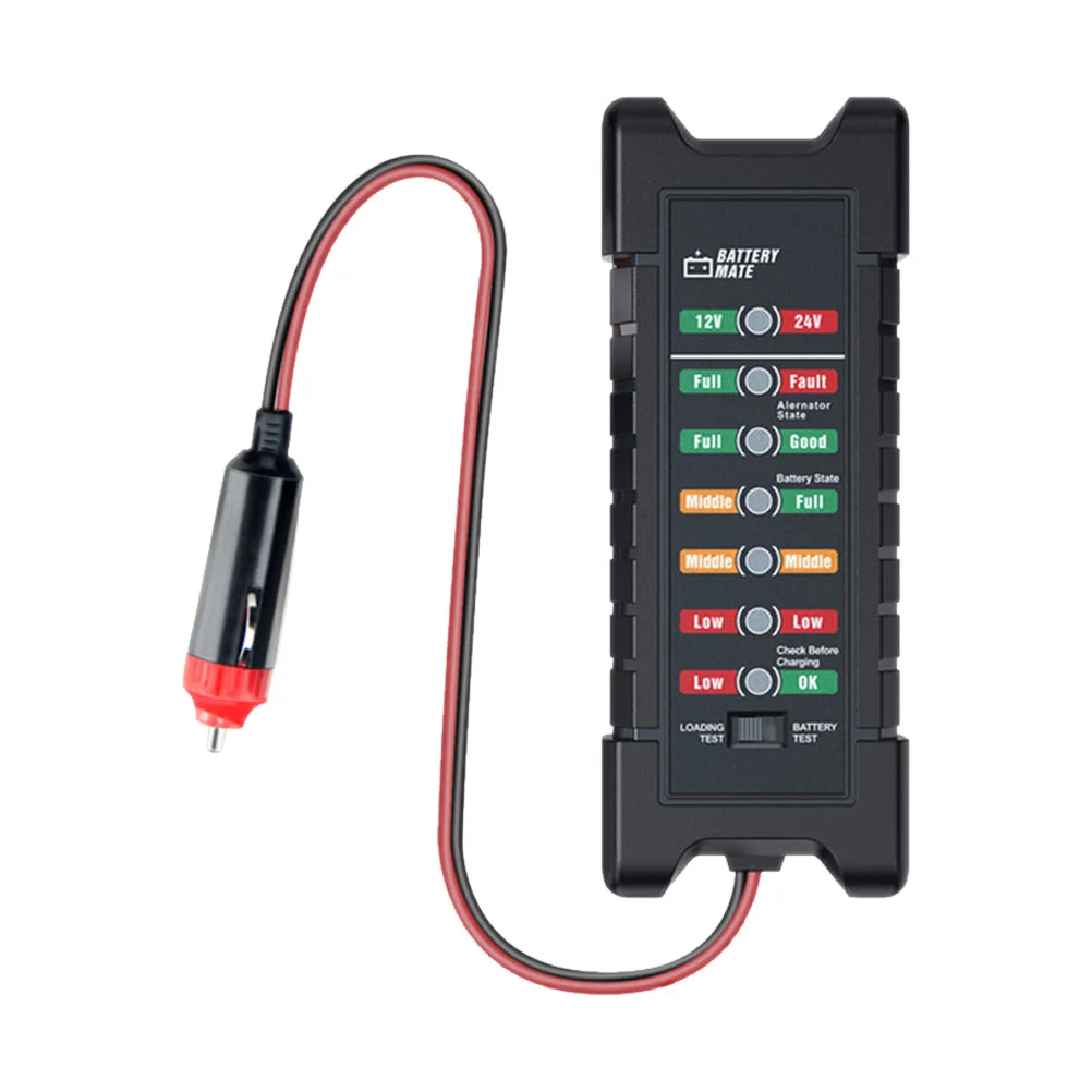 

12V/24V Car Battery Tester Battery Mate Alternator State Digital Tester LED Lights Display Diagnostic Tool with Cigarette