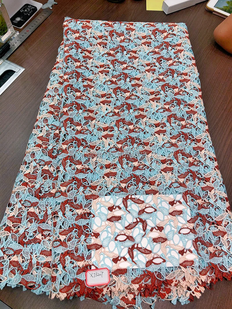 

African Cord Lace Fabric High Quality Guipure Cord Water Soluble Lace Multicolours Nigerian Lace Fabric For Wedding Dress HF287