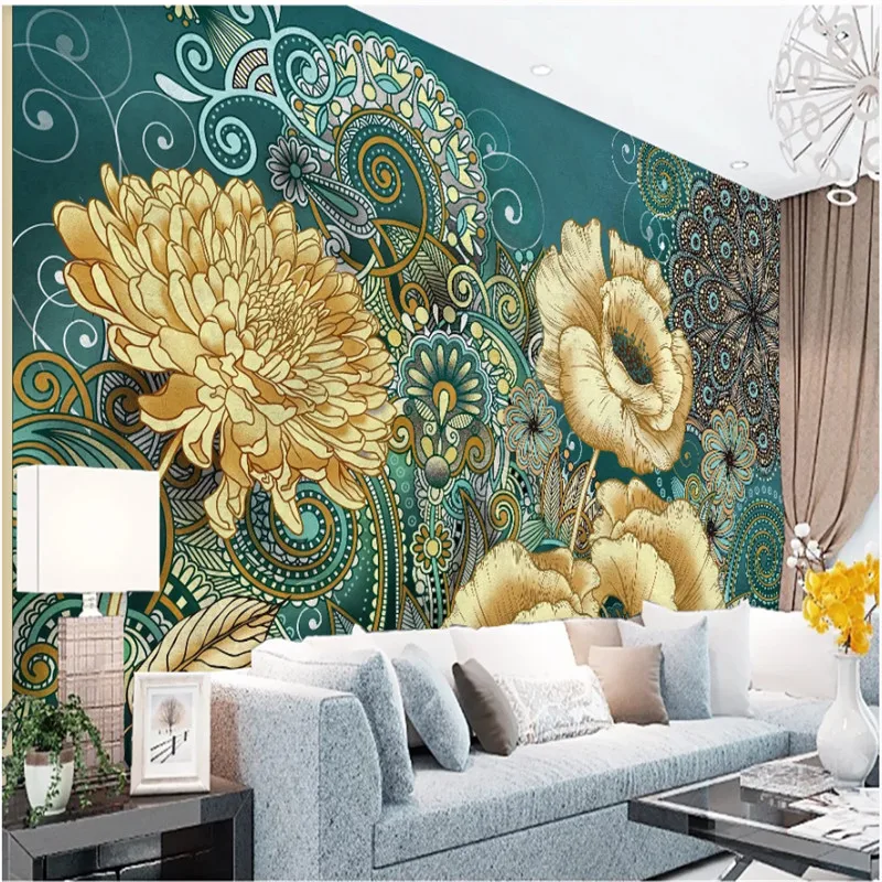 

American Pastoral Living Room Bedroom Decoration Floral Mural Wallpaper 3D Flower Wall Papers Home Decor Papel De Parede 3d