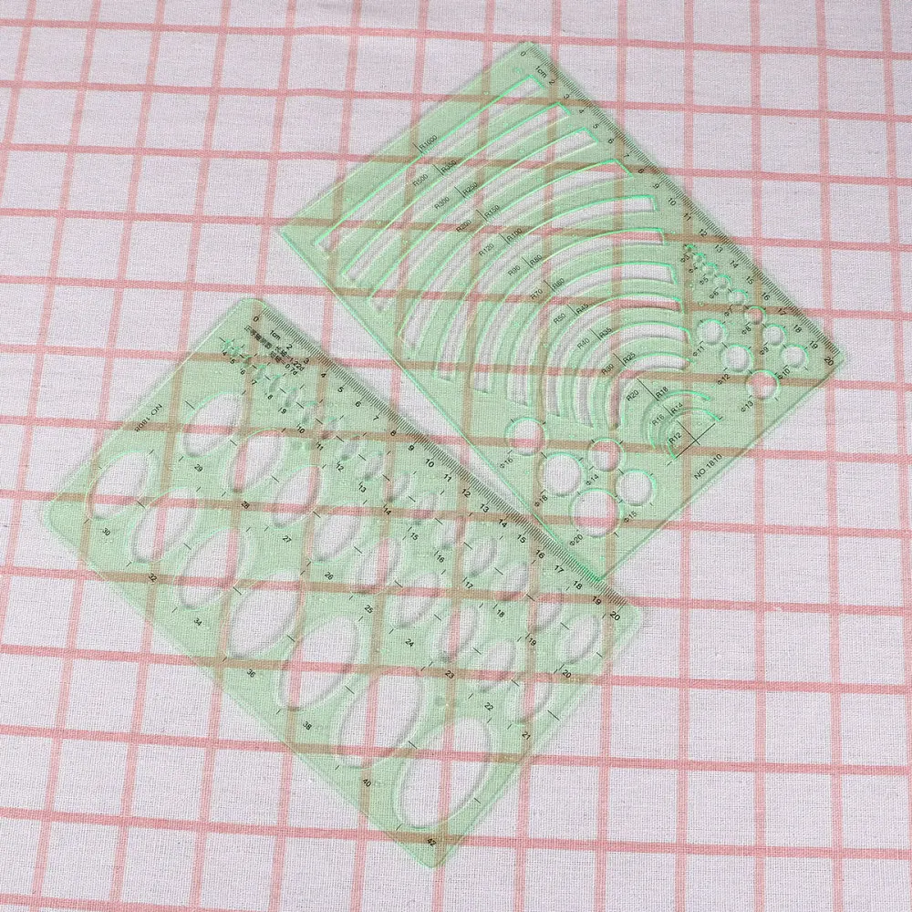 

11 Pcs Green Transparent Expanded House Plan Template Measuring Geometric Rulers Building Formwork Drawings Templates for Office