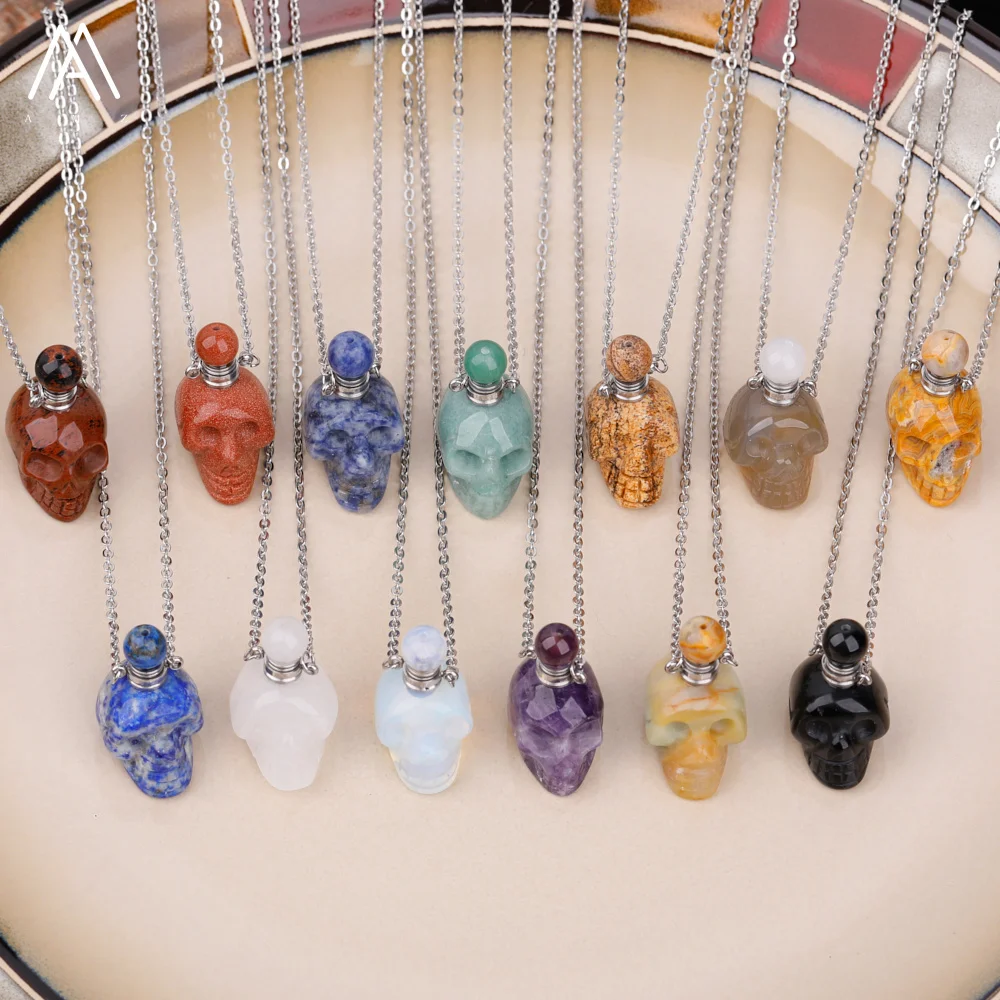 Женское колье с имитацией драгоценного камня в виде головы черепа - купить по