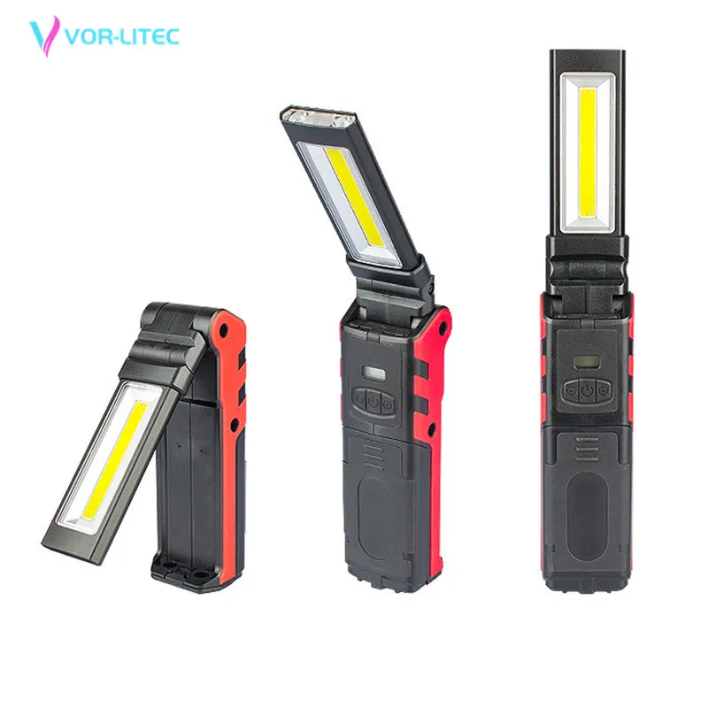 vorlitec usb rechargeable working light dimmable cob led flashlight inspection lamp with magnetic base hook outdoor power bank free global shipping
