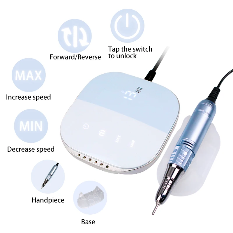 

Nail Drill Machine 35000RPM Manicure Set Electric for Nail Polish Remover Electric Pedicure Machine for Salon Use
