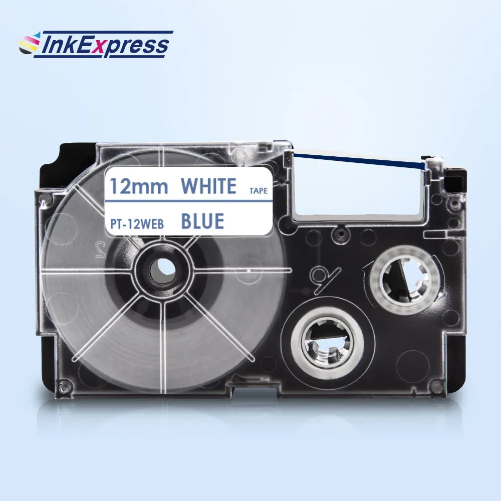 

Лента для принтера CASIO XR-12WEB, синяя на белом, 12 мм, XR-12WEB, KL-100