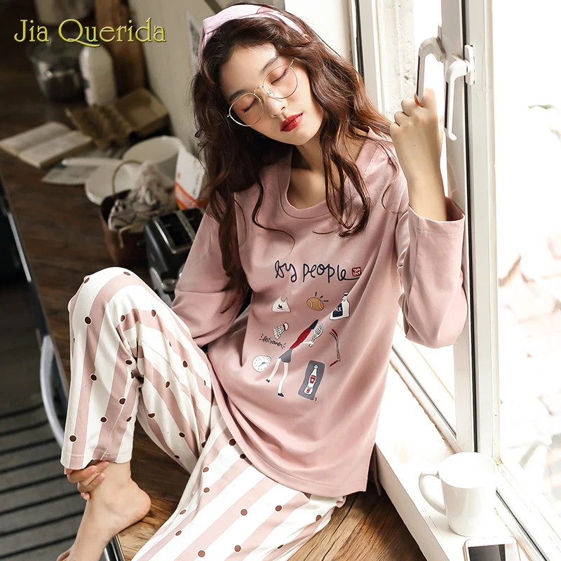 Пижамы с мультяшным принтом больших размеров Женская домашняя одежда Женский