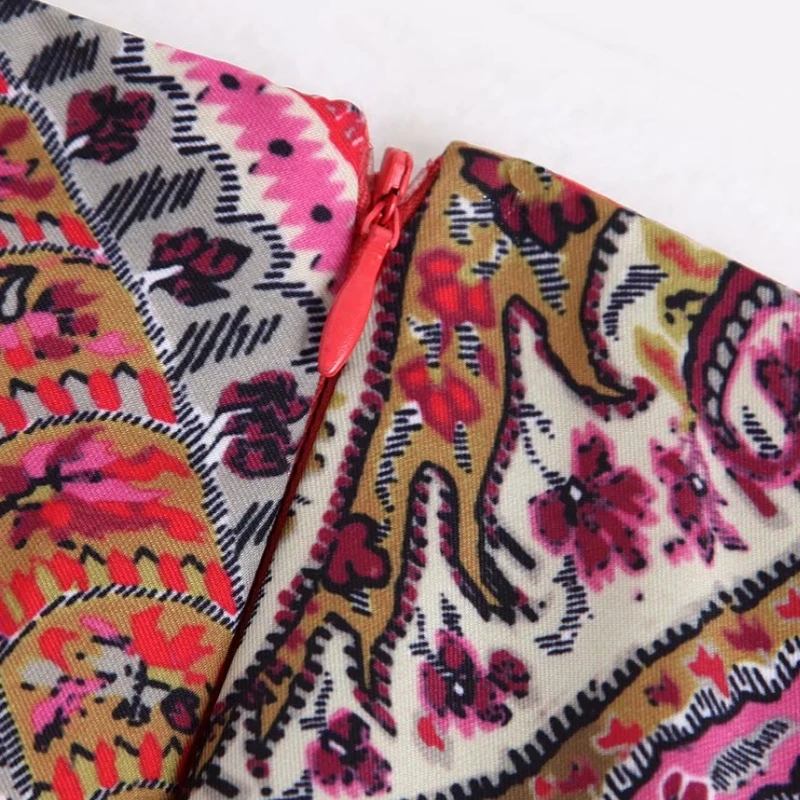 Женская винтажная юбка миди с принтом пейсли Повседневная широкая на молнии