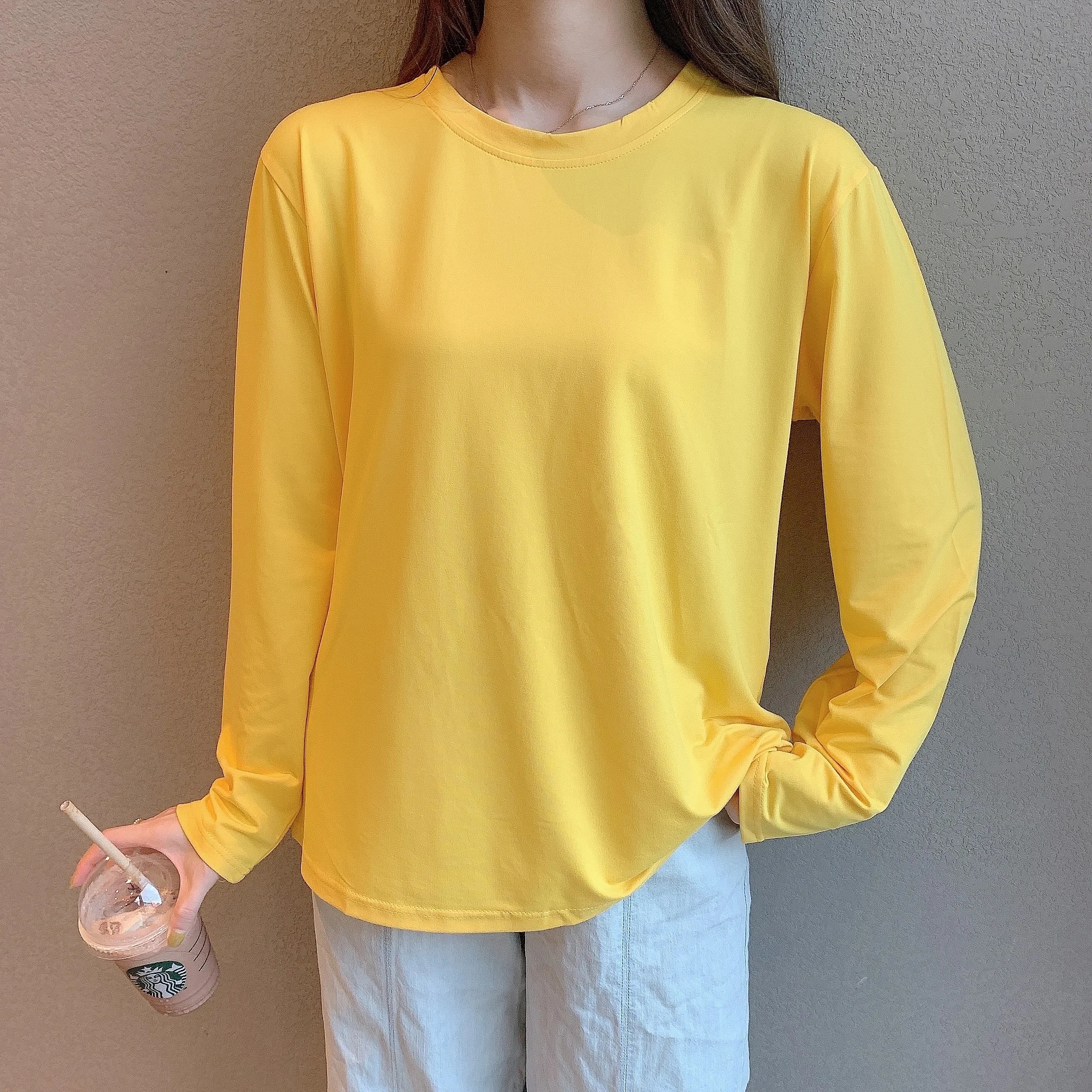 

2021 Spring Long Sleeve T-Shirt Women Basic Tee Shirt Oversize T Shirt Women Casual O-neck Women Tshirt Plus Size