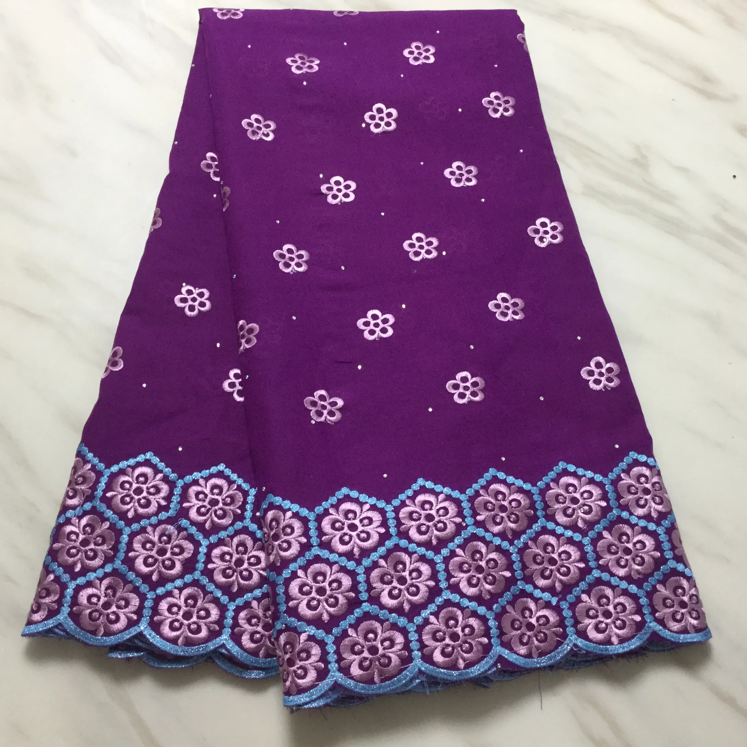 Горячая продажа Королевский синий африканский нигерийский кружевной ткани