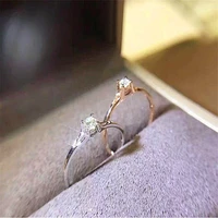 whiterose gold small simple 0 5ct real diamond ring for women luxury engagement birthday gifts 925 sterling silver fine jewelry