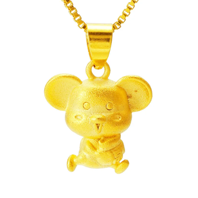 Маленькие индийские 24K золотые знаки Зодиака мышь подвески ожерелья для женщин