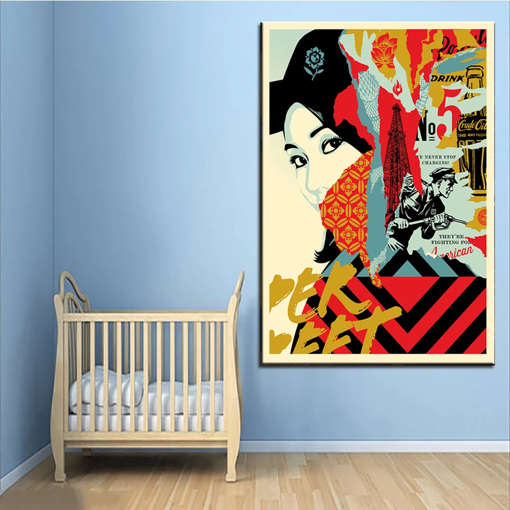 Искусство женщина улица из масляной живописи граффити холст картины Cuadros Плакаты