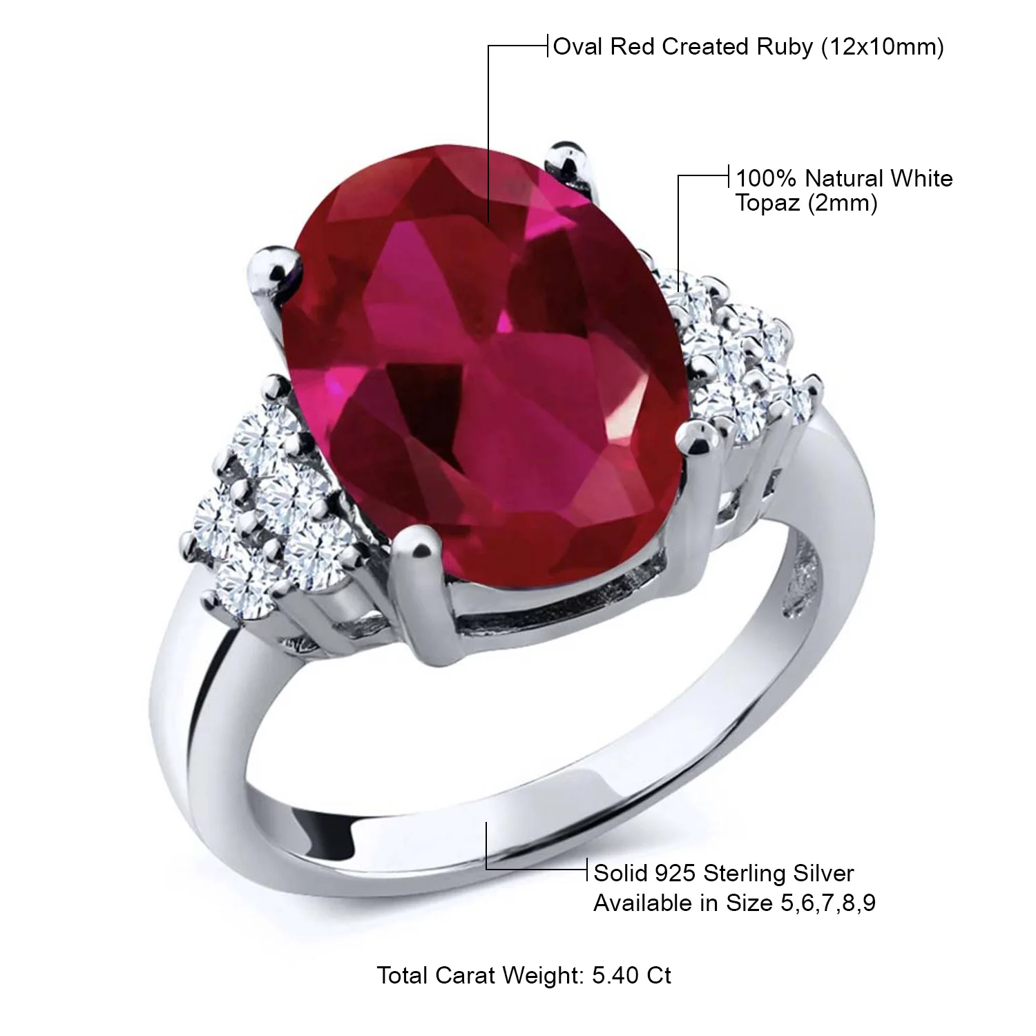 GemStoneKing 925 пробы Серебряное кольцо с большим драгоценным камнем 5 40 карат овальное