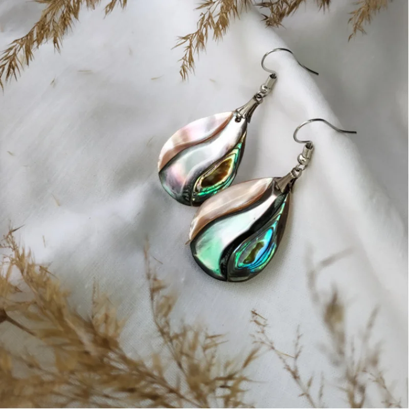 Мода Градиент Цвет серьги для женщин высокое качество капли воды в виде ракушки