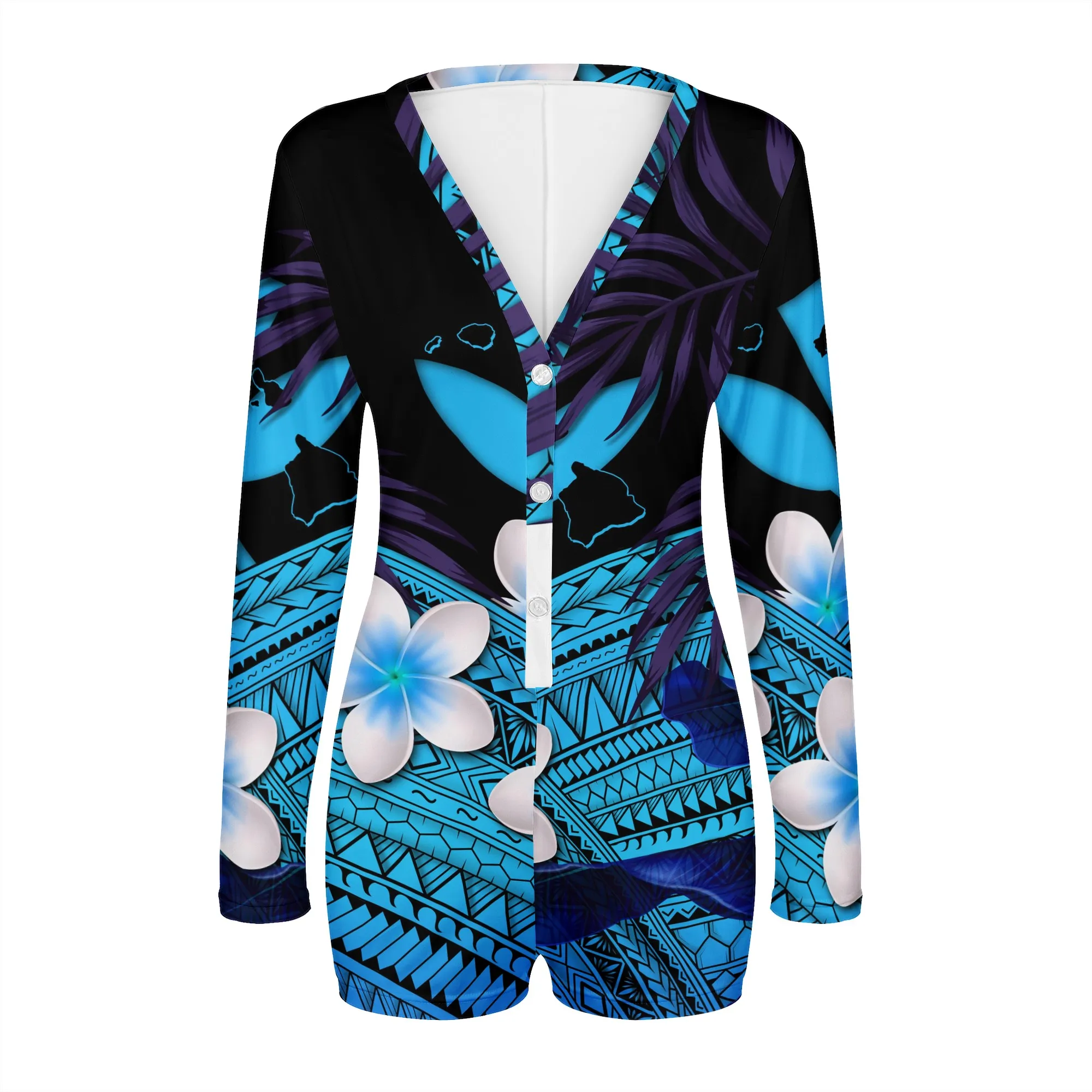 

Женский комбинезон с длинным рукавом, с принтом в виде гибискуса