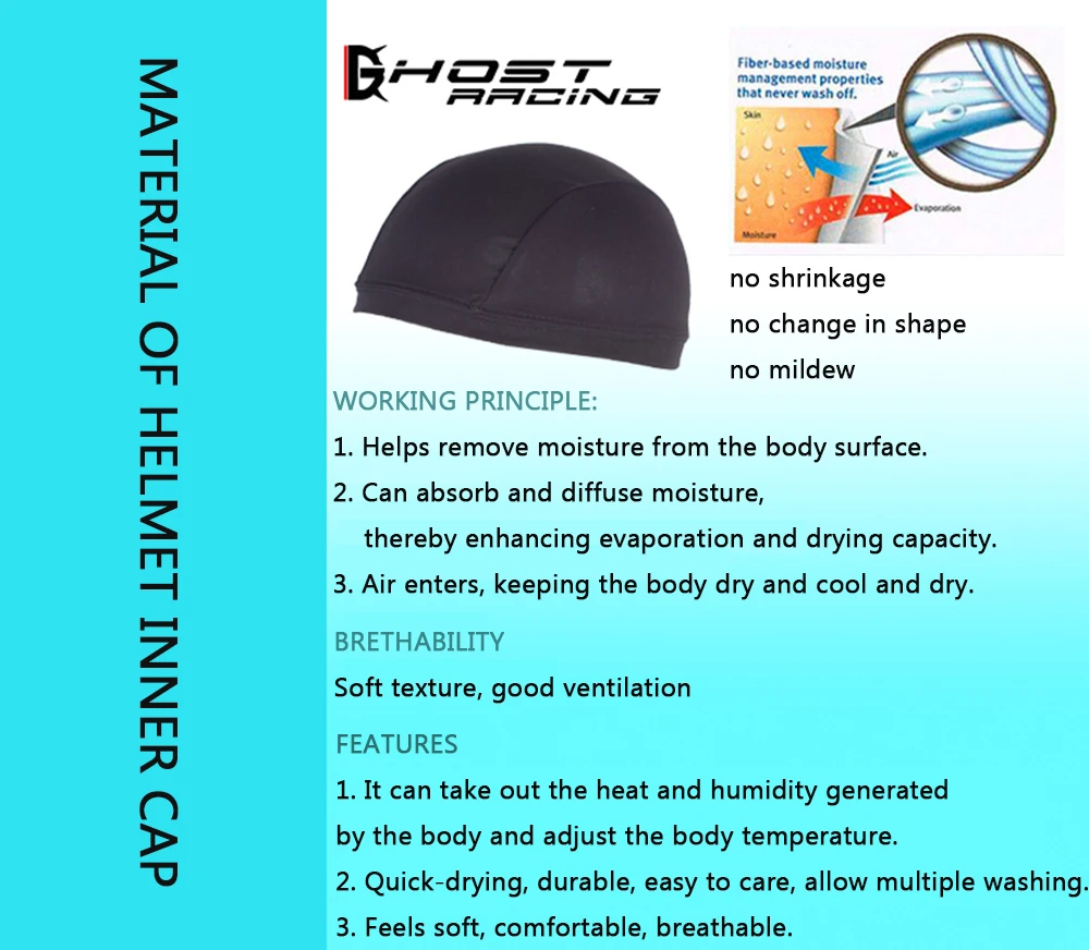 Мотоциклетная Влагоотводящая охлаждающая Кепка с черепом внутренним вкладышем