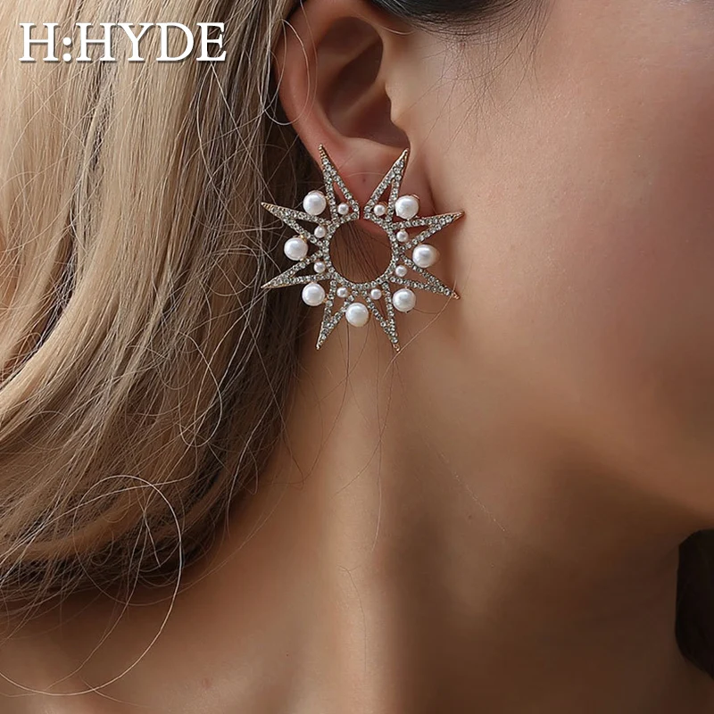 H:HYDE 1 шт. уникальные серьги для женщин гвоздики в форме звезды с искусственным