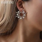 H:HYDE 1 шт. уникальные серьги для женщин, серьги-гвоздики в форме звезды с искусственным жемчугом, простые Стильные украшения для вечеринок, Рождественский подарок
