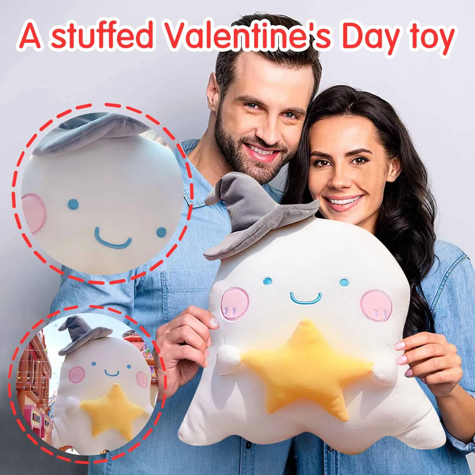 

40cm Cute Little Ghost Star Pillow Plush Toy Cute Valentine's Day Gift Plush Toy Children Adult Pillow Stuffed Plush Toy Doll