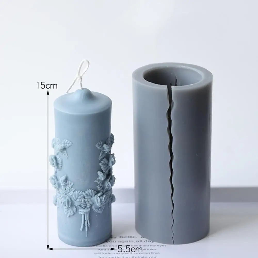 

Cylinder Candle Mold Classical Floral Carving Silicone Mold New Xmas Eve Party Decor Candles Silica Navida Fragrant Mould