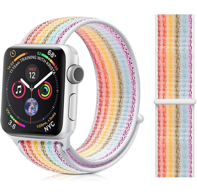 16 Pinstripe color Ремешок для apple watch 5 44 мм 40 мм 42 мм 38 мм iwatch Series 3 2 1 нейлоновый спортивный ремешок для часов Браслет apple watch 5 4 band - Цвет ремешка: 16 Pinstripe color