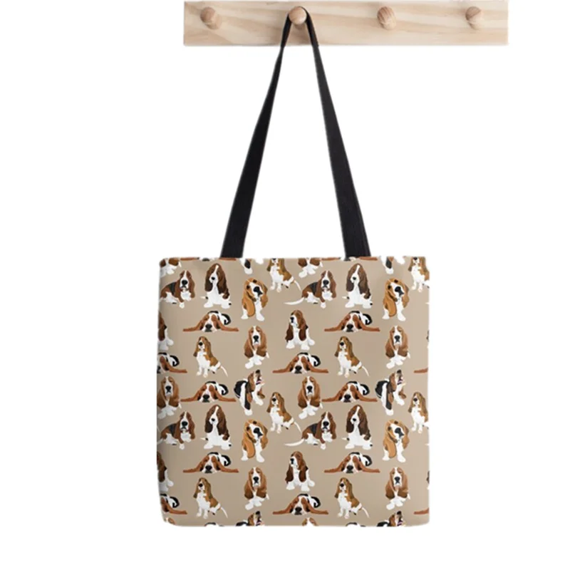 

Shopper Basset Hound Painted Splatter Print Tote Bag women Harajuku shopper handbag girl Shoulder shopping bag Lady Canvas Bag