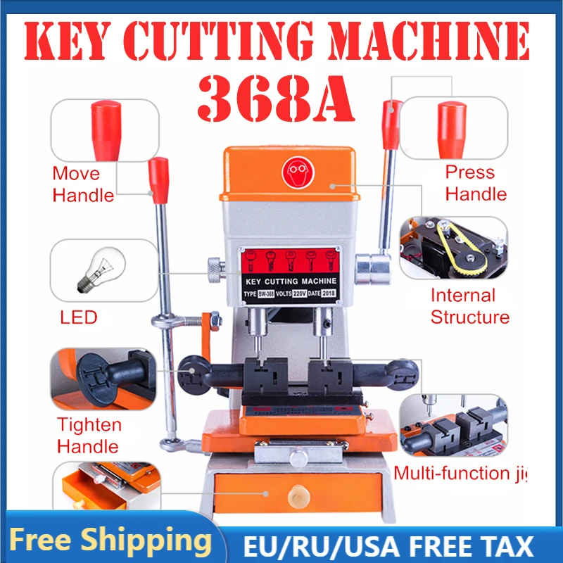 

368A Vertical Key Cutting Machine Cutter Key Copy Duplicating Machine Locksmith Tools Lock Pick Set 220V/110V Key Cutter
