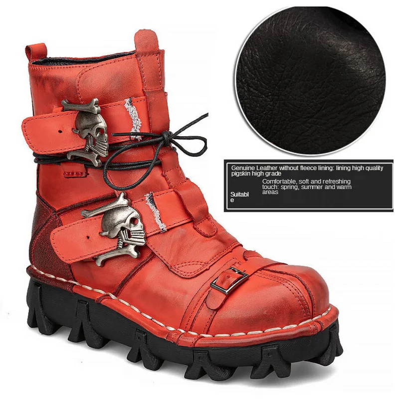 Мотоциклетные ботинки из натуральной кожи Военные армейские Готические