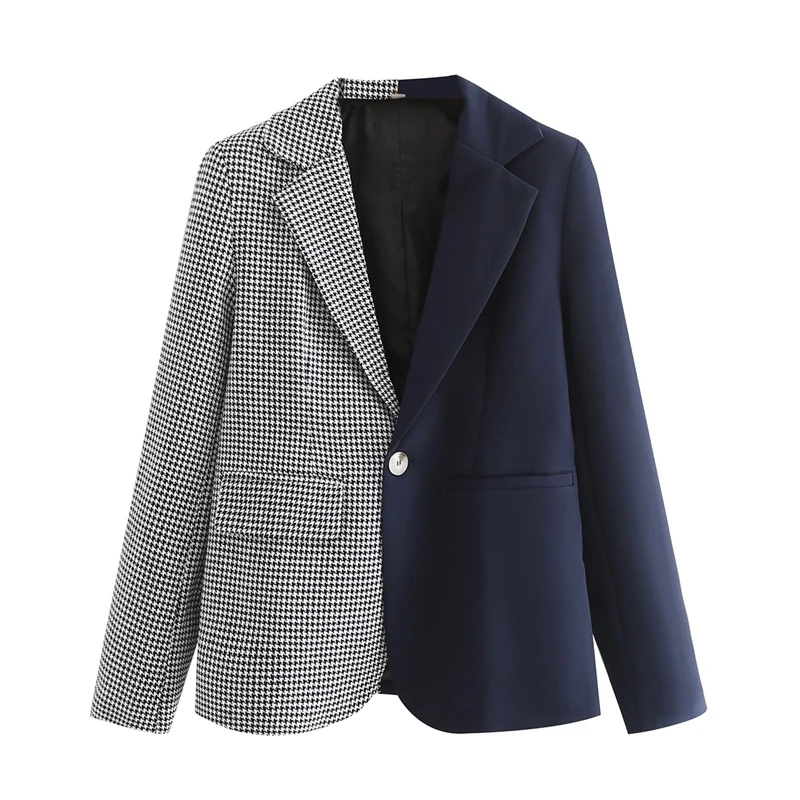 

Женский короткий Блейзер в клетку, облегающий винтажный блейзер в стиле пэчворк, осень 2021