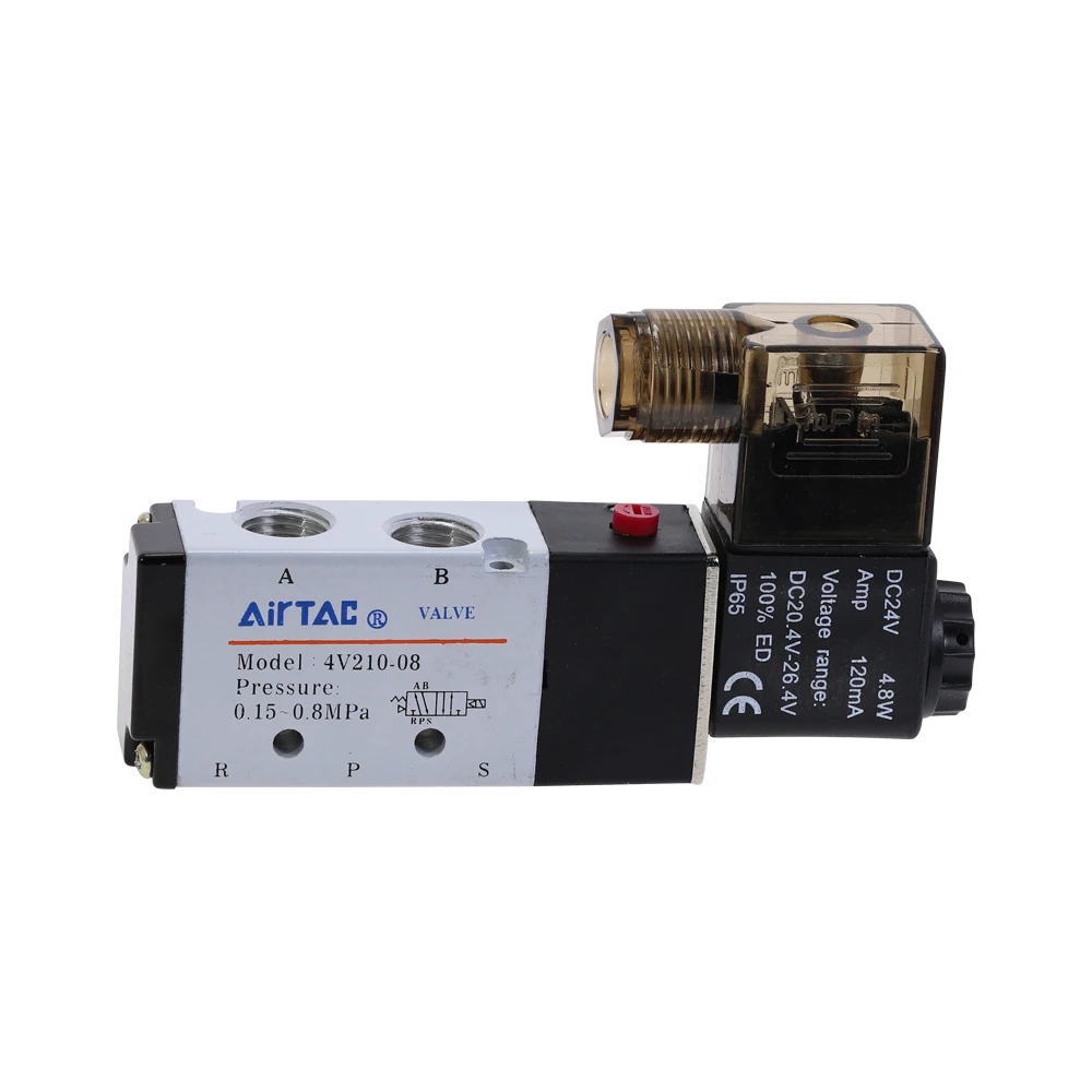 5 позиционный 2 Электрический электромагнитный клапан Airtac 4V210 08 постоянный ток 24 В