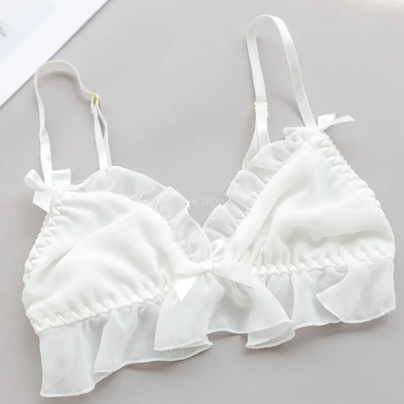 Японское нижнее белье сексуальное прозрачное Сетчатое кружевное с рюшами