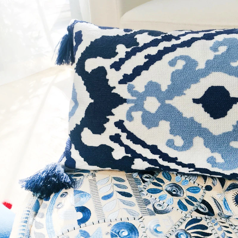 Домашний декор наволочка с вышивкой цветной цветочный Этнический кисточками