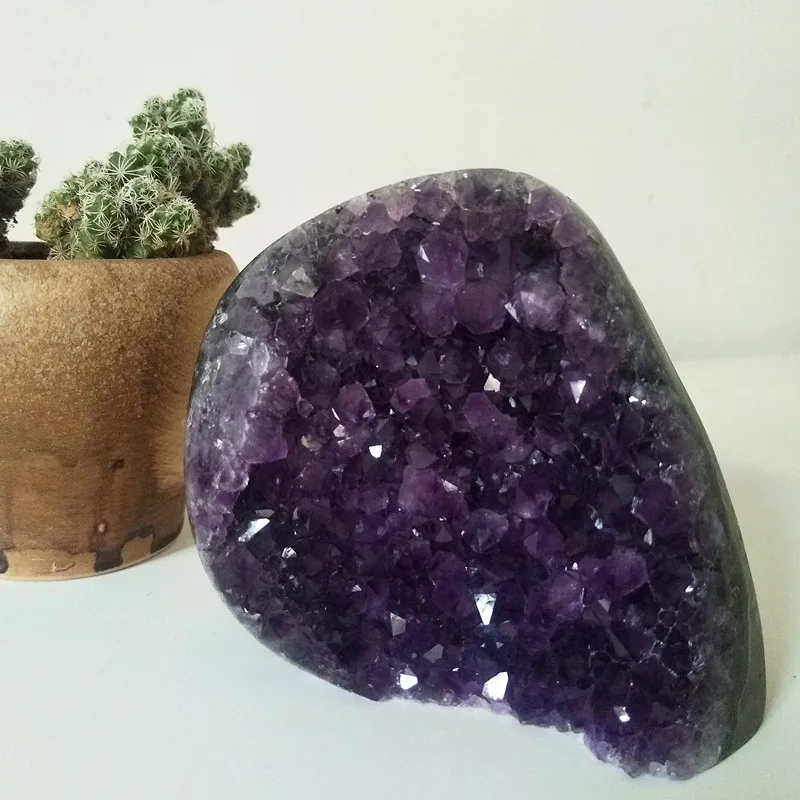 Высокое качество аметистовый геодезический камень кварцовый кластер домашний