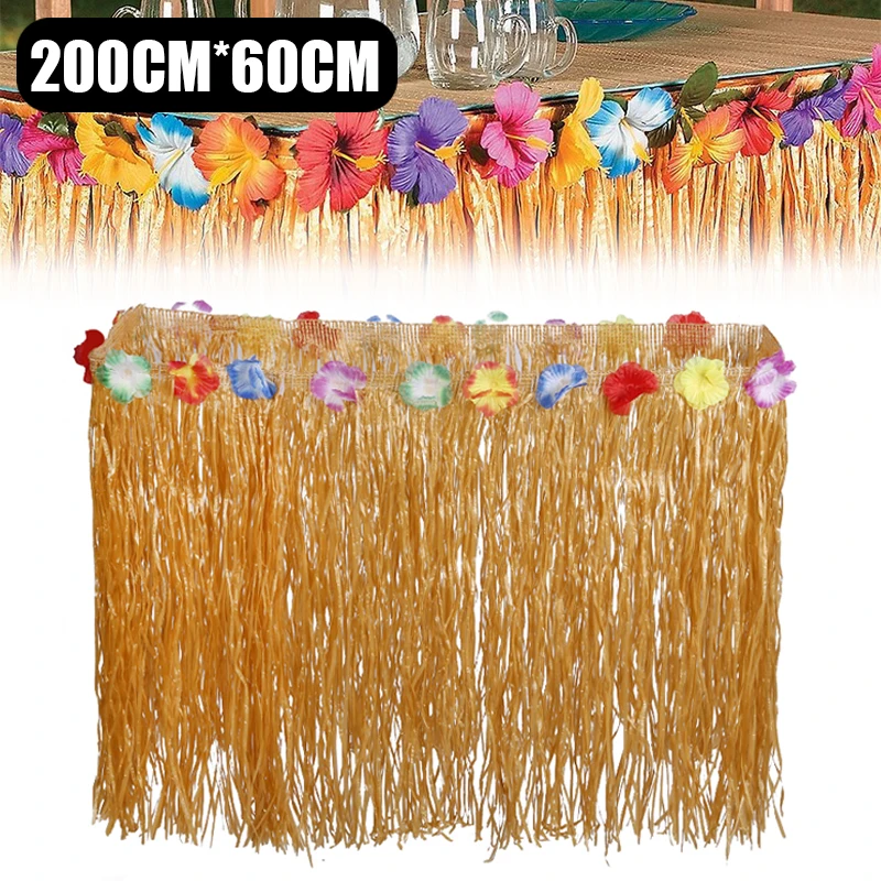 Золотисто-желтая Гавайская Юбка для стола тропический Haaiian Luau край стола трава скамейка стол юбка покрытие Свадебная вечеринка DIY Декор поставки
