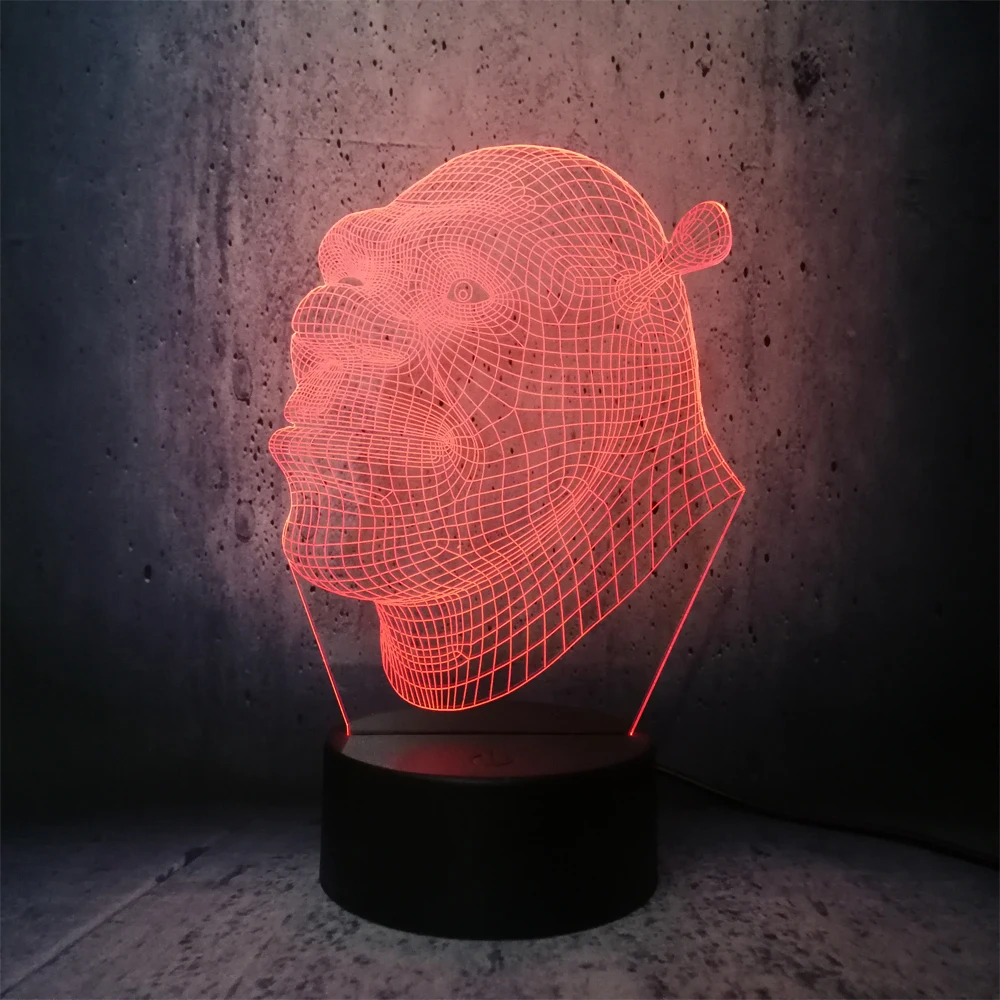 Shrek 3D сенсорный USB визуальная Светодиодная лампа ночник светильник Новинка ing