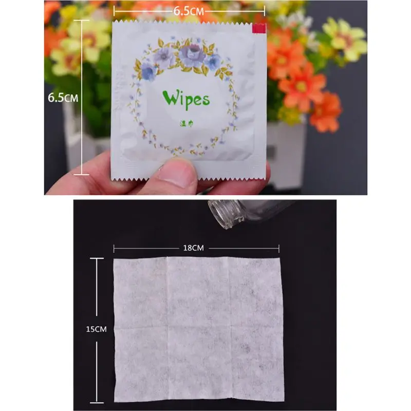 10x Cartoon Floral Print Condom Shape Wet Wipes Tissue Hand Face Cleaning Travel | Красота и здоровье
