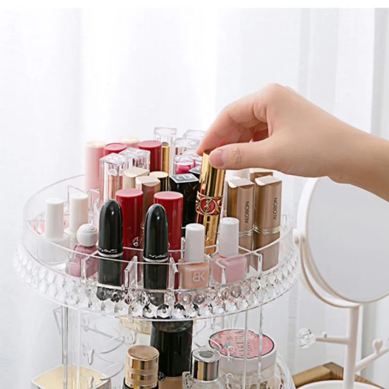 Вращающийся на 360 градусов косметический Органайзер коробка для хранения помады