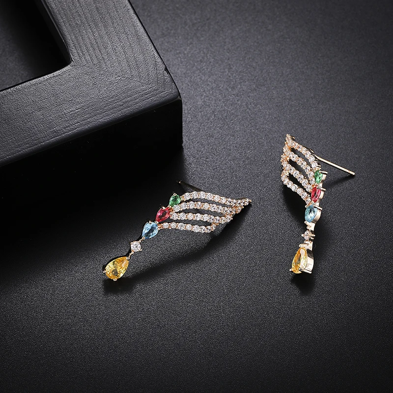 Женские яркие блестящие серьги SINZRY корейские серьги-капли с кубическим