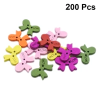 200pcs fastener wooden button tie shape button childrens clothing decoration diy sewing buttons for decor use assorted color