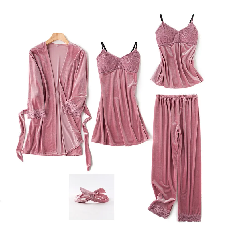 Зимние женские бархатные пижамные комплекты одежда для сна пижама на бретельках