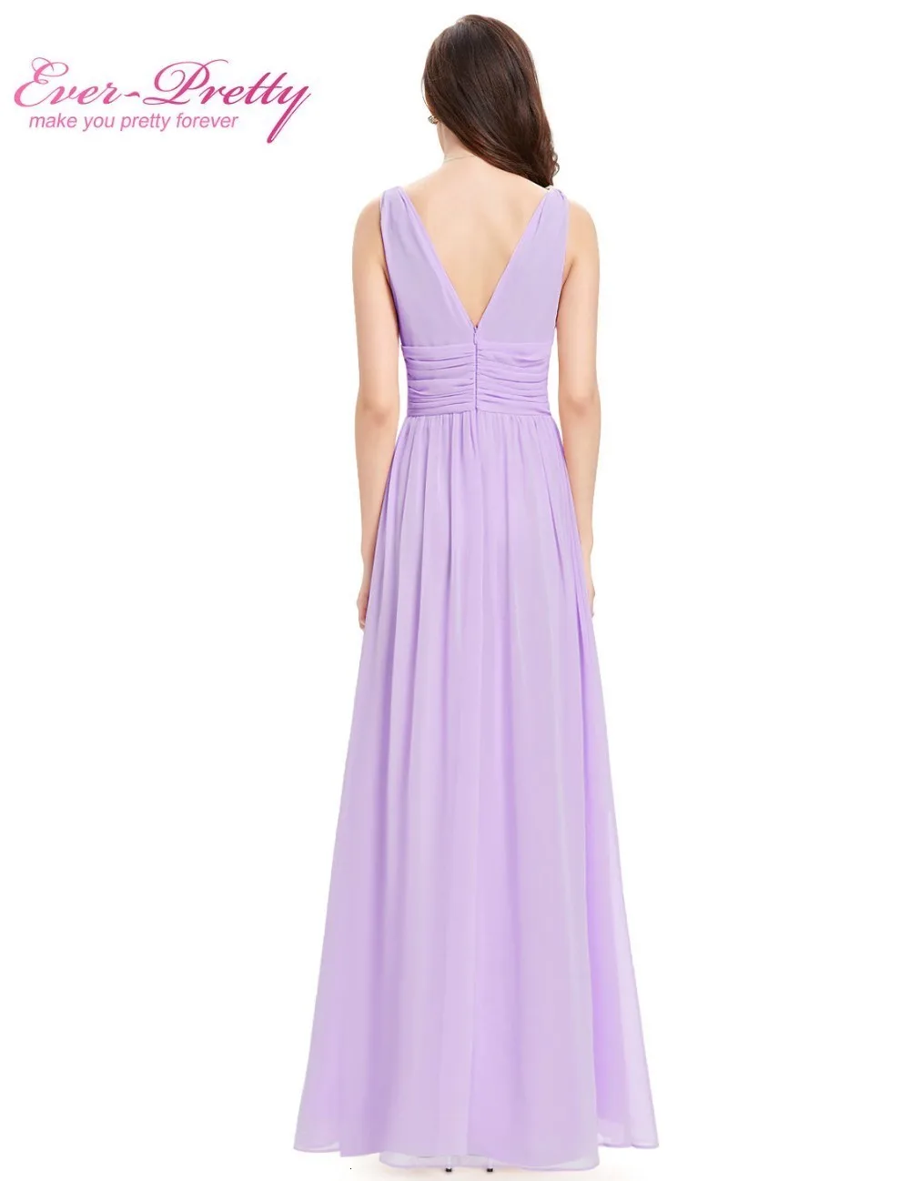 Vestido Fiesta Mujer Ever Pretty, длинное шифоновое свадебное платье трапециевидной формы с v-образным вырезом, элегантные королевские синие платья подружек невесты