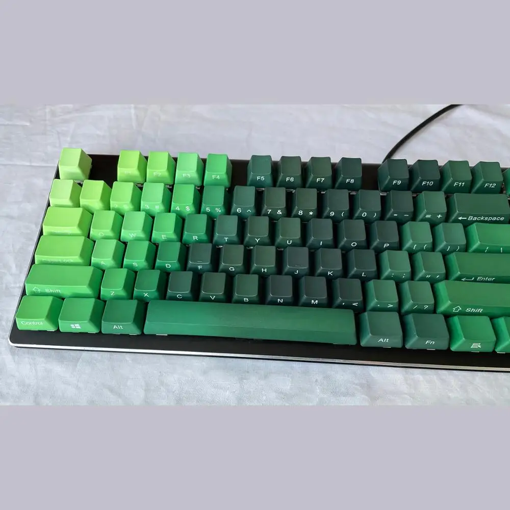 Колпачки клавиш с переключением цвета Зеленый Джунгли PBT 87 108 OEM профиль ANSI ISO