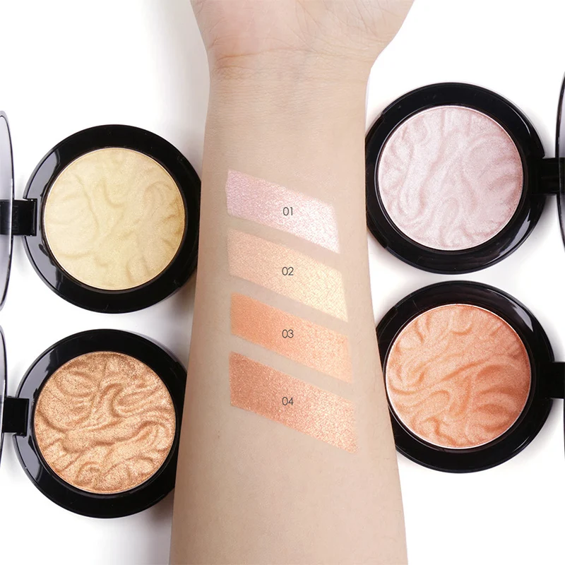 Резная высокоглянцевая пудра румяна и хайлайтер Палитра 4 цветов Запеченная