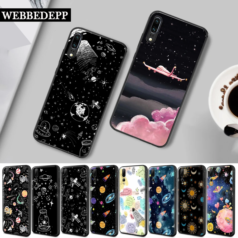 110W белый луны и звезд Космос астронавт силиконовый чехол для Huawei P8 P9 мини P10 P20 P30