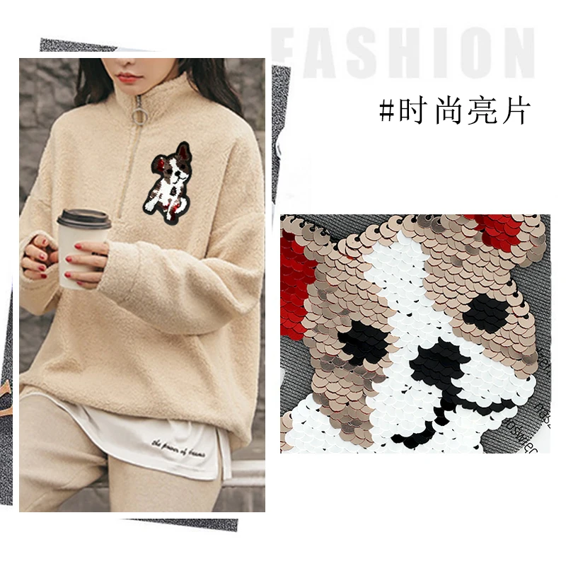 Нашивки с вышивкой в виде сердца расшитые блестками мышкой Кита собаки из