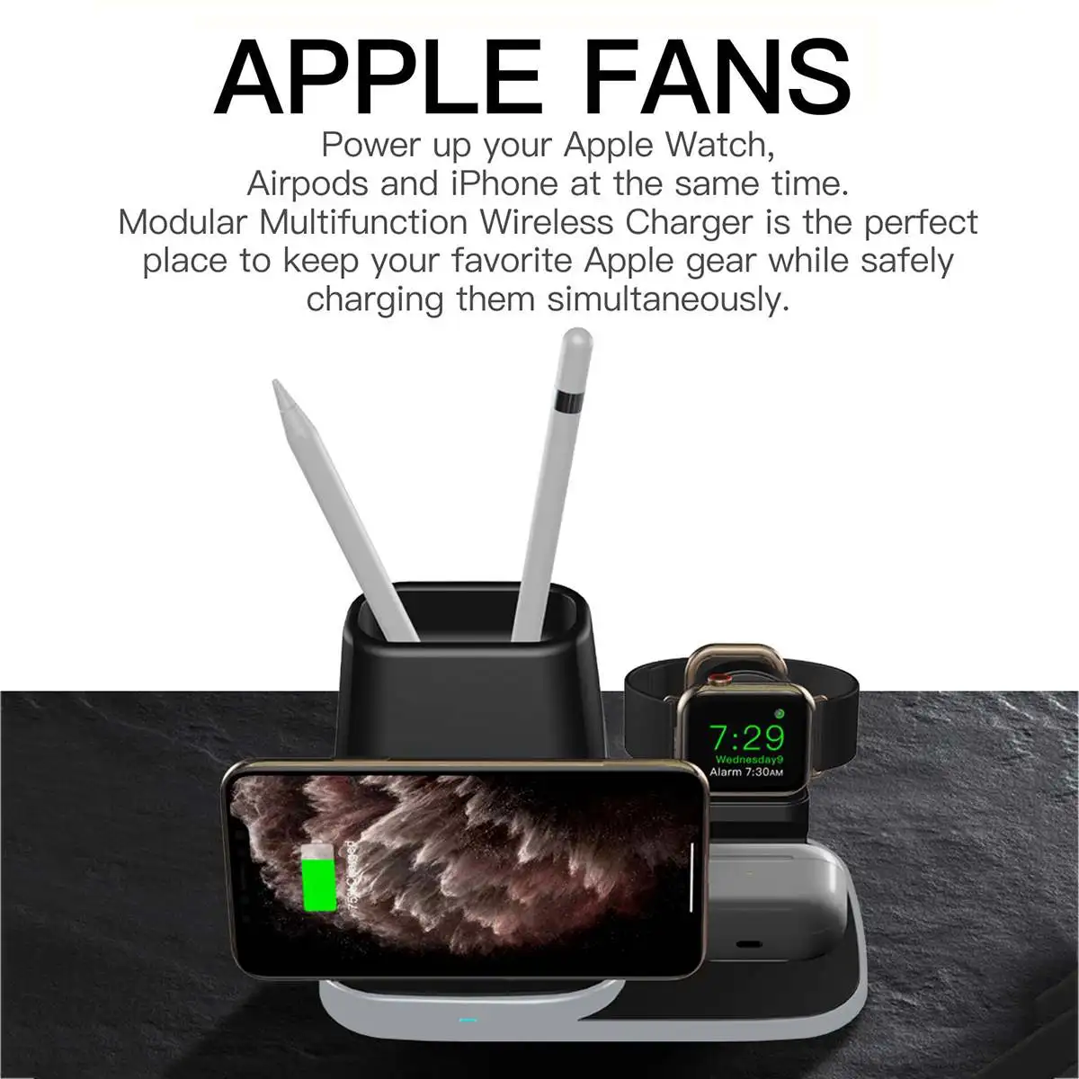 

4-IN-1 Wireless Charger Dock For Airpods 1 2 Pro For Apple Watch 1 2 3 4 5 Fast QI Wireless Charging Mobile Phone Charge Station