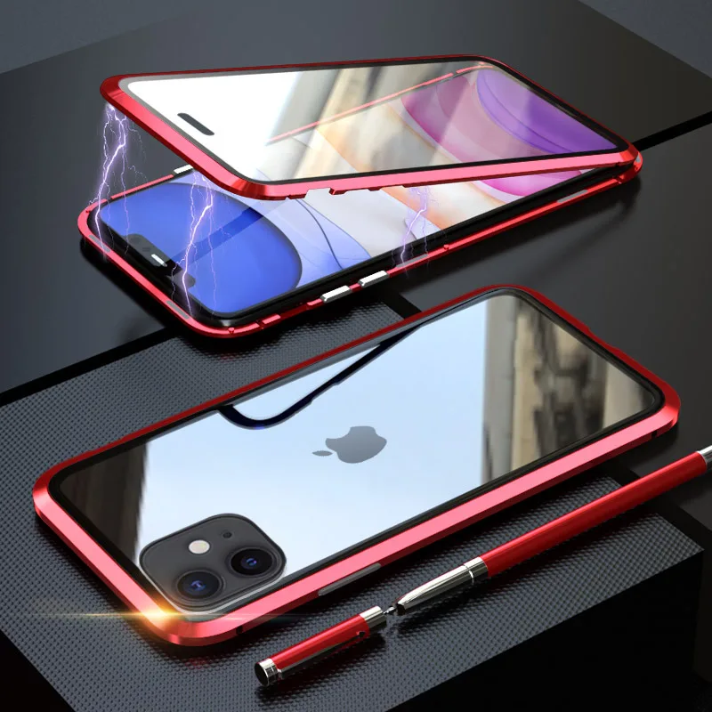 Двухсторонняя для стекла чехол на магните Apple iPhone 11 Pro Max Магнит Чехол класса люкс