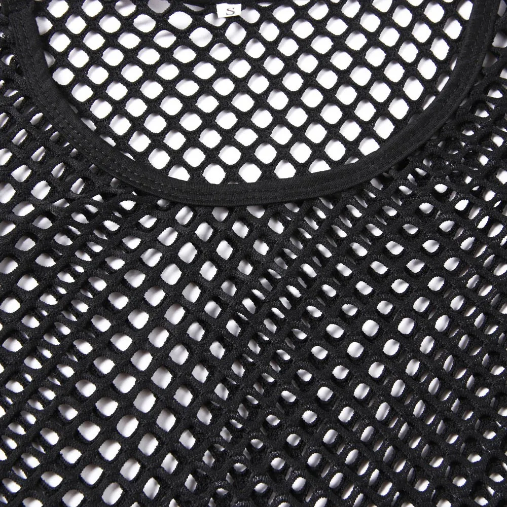 Мужской сетчатый топ с круглым вырезом летний Повседневный пуловер майка-жилет